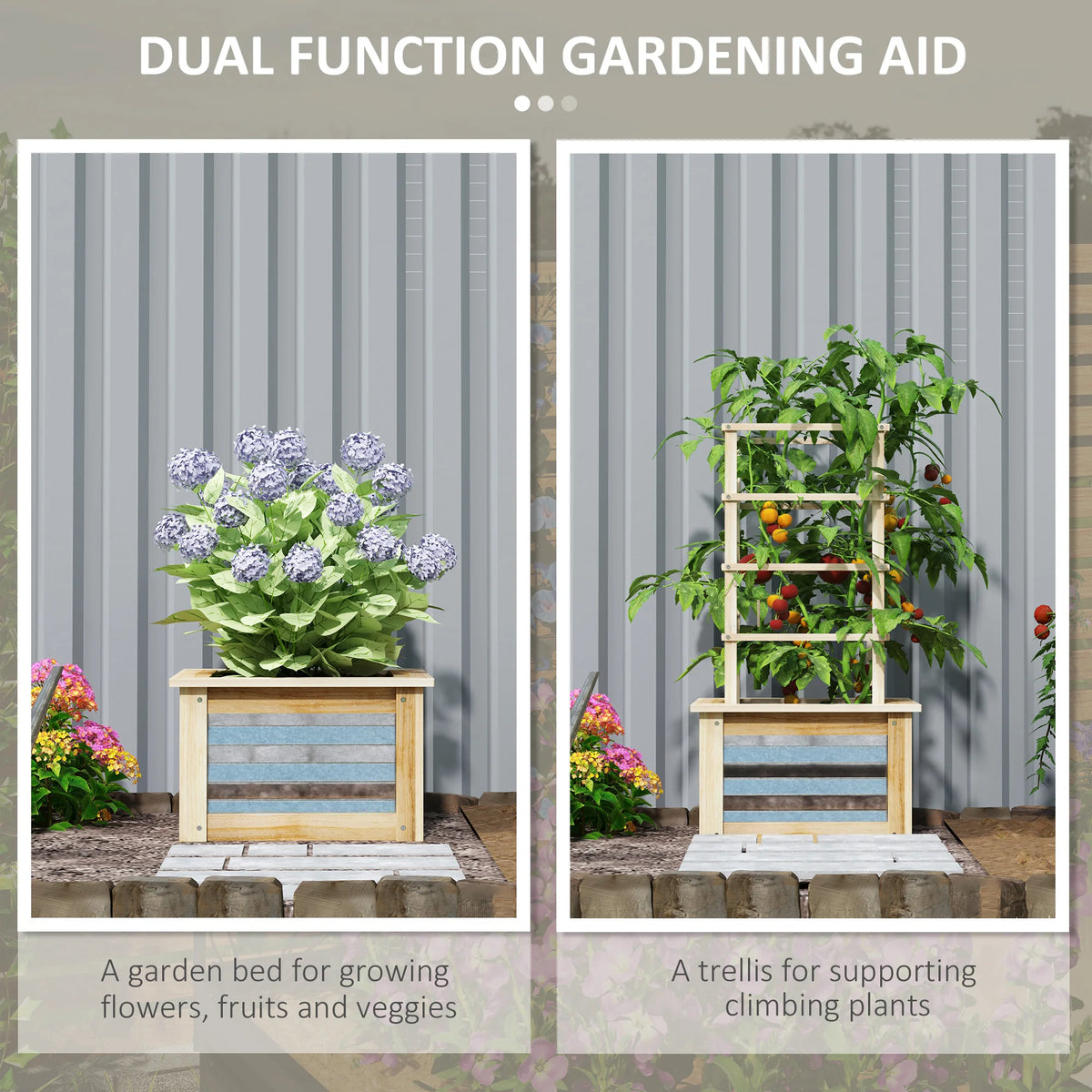Outsunny Outdoor Planter Box With Trellis For Climbing Plants