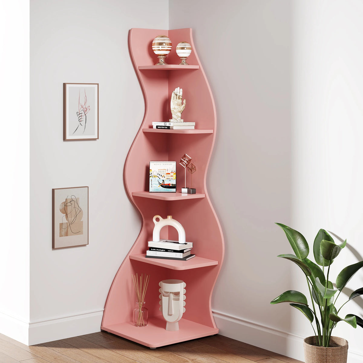 Tribesigns Five Tier Modern Corner Bookshelf And Plant Stand