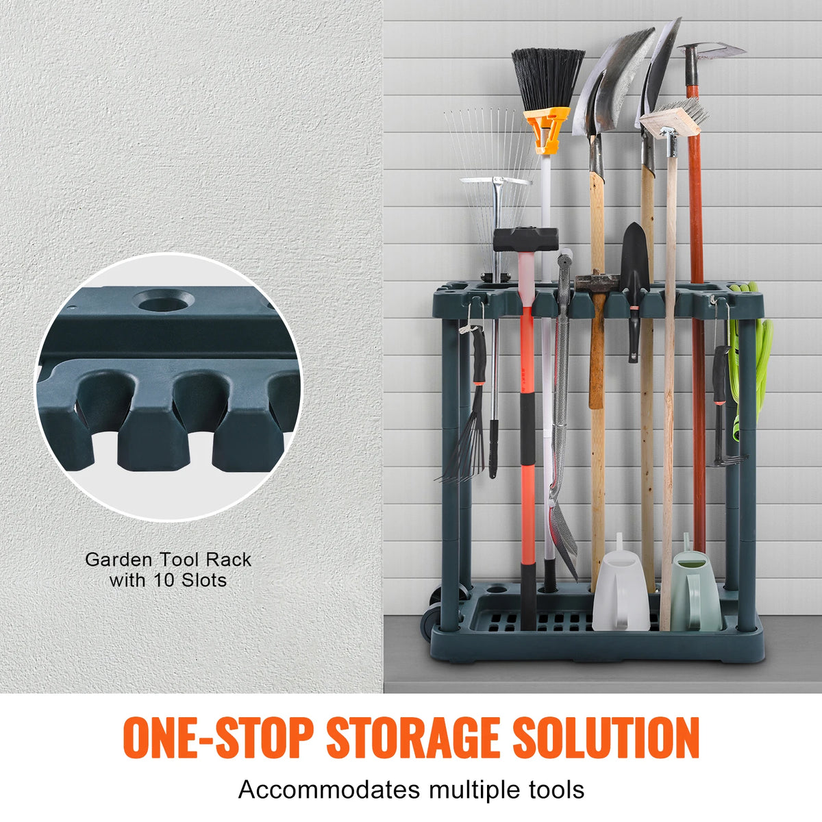 SucceBuy Garden Tool Organizer Rack for Garage Storage and Organization