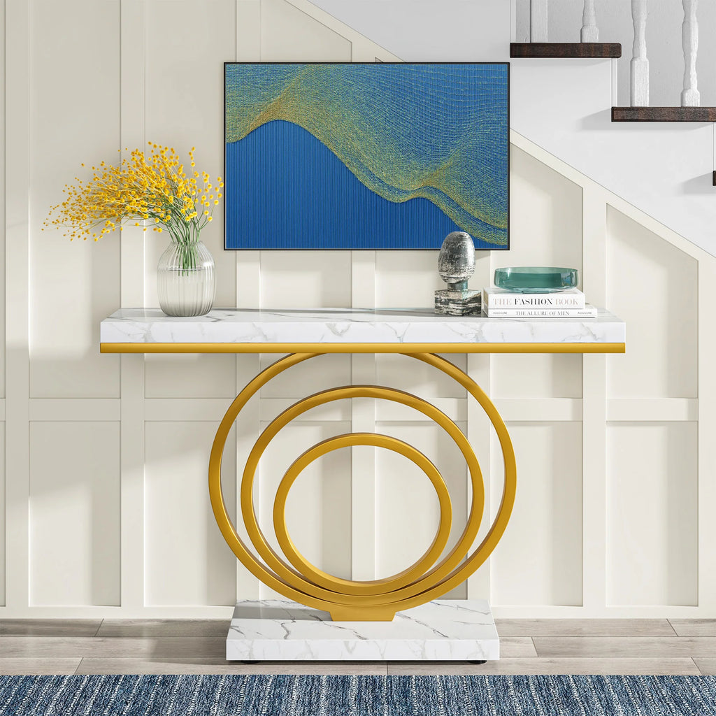 Tribesigns Modern Entryway Console Table With Decorative Ring Design