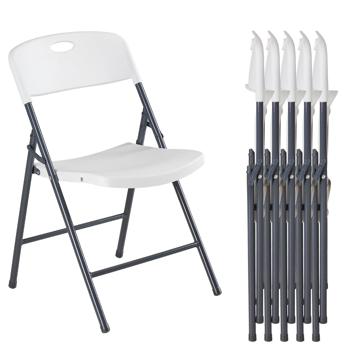 JHK Heavy Duty Stackable Folding Chairs With Ergonomic Back Support