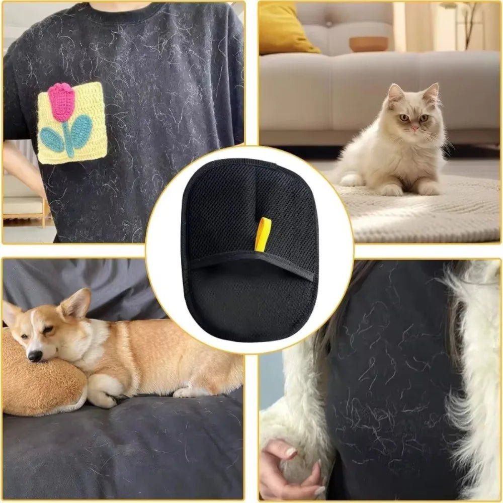 Pet Grooming Deshedding Gloves, Pet Hair Remover Brush Glove for Dog, Cat, Rabbit, Long Short Curly Fur