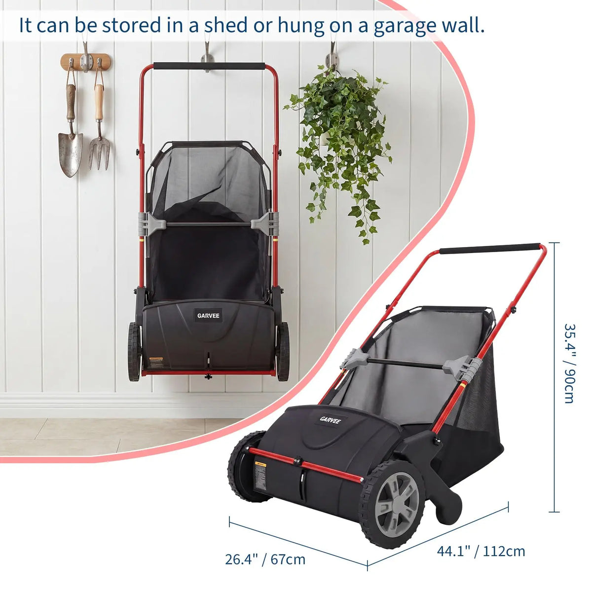 HiMISS Manual Push Lawn Sweeper for Leaves and Grass Collection