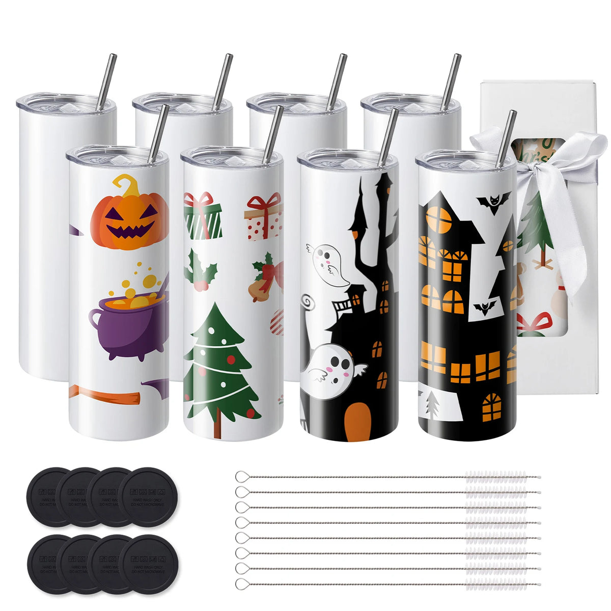 SucceBuy Stainless Steel Sublimation Tumblers With Clear Lids