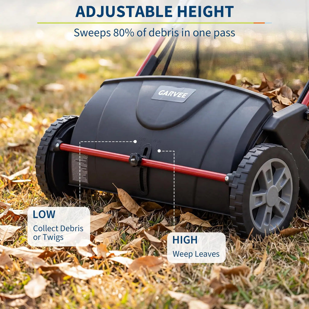 HiMISS Manual Push Lawn Sweeper for Leaves and Grass Collection