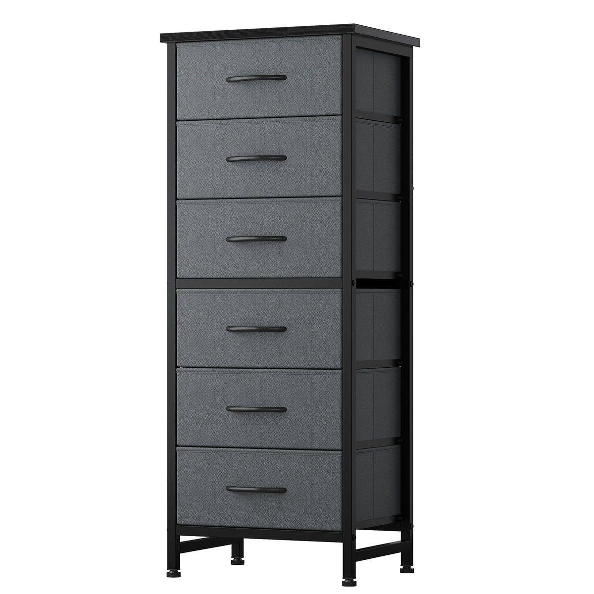 JHK Six Drawer Fabric Dresser With Metal Frame Wood Top