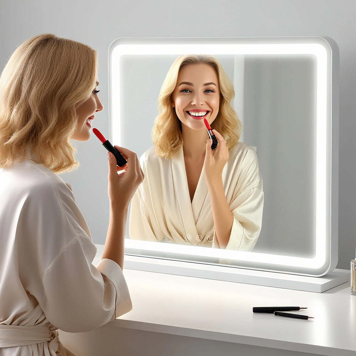 JHK LED Vanity Mirror With Lights Dimmable Three Color Modes