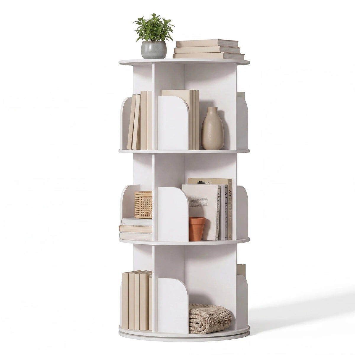 JHK Rotating Bookcase With Freestanding Vertical Display Storage