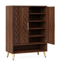 Tribesigns Wooden Shoe Cabinet With Doors And Adjustable Shelves
