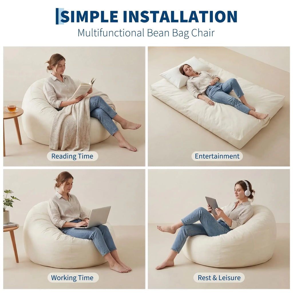 HiMISS Convertible Memory Foam Bean Bag Chair And Bed