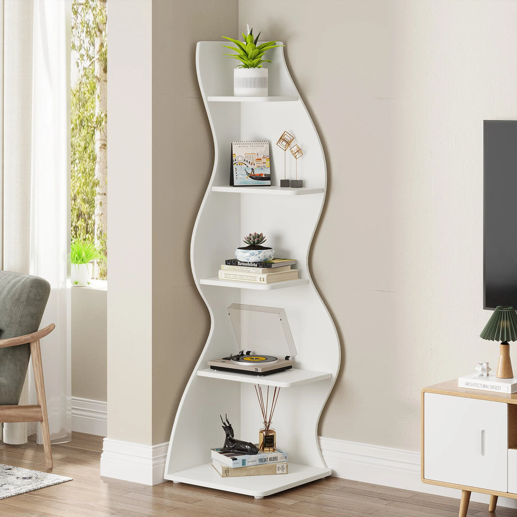 Tribesigns Five Tier Modern Corner Bookshelf And Plant Stand
