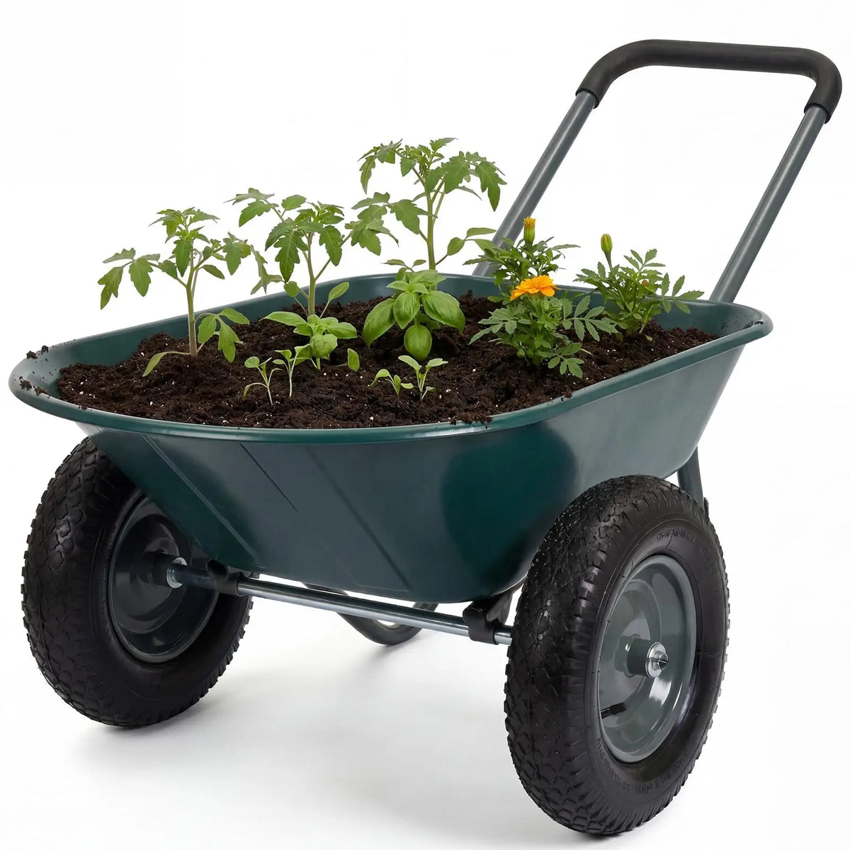 HiMISS Dual Wheel Garden Utility Cart With Dump Bed