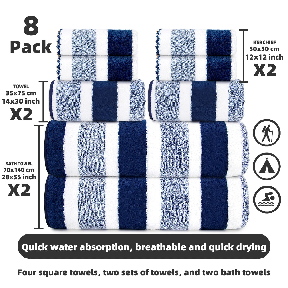 Soft Microfiber Towel Set For Bath Hand And Face Use