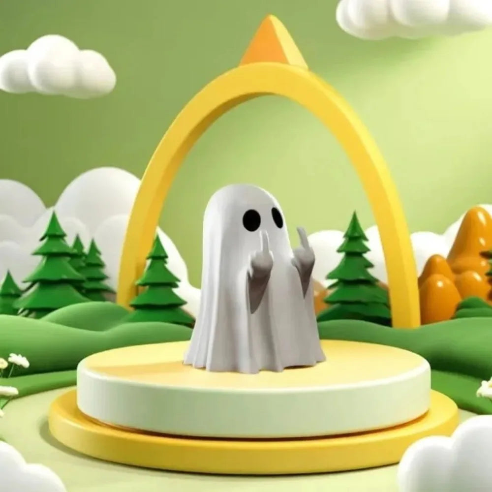 Spooky Ghost Middle Finger Statue Halloween Shelf Decor DISPLAY?