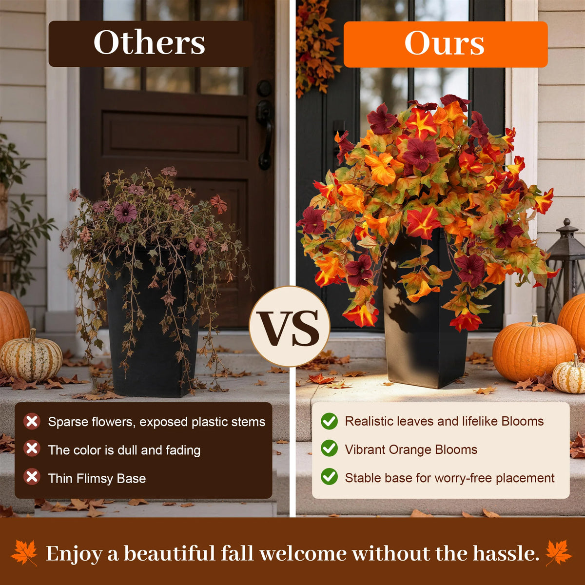 Olitree Artificial Fall Hanging Flowers for Outdoor Porch Decor
