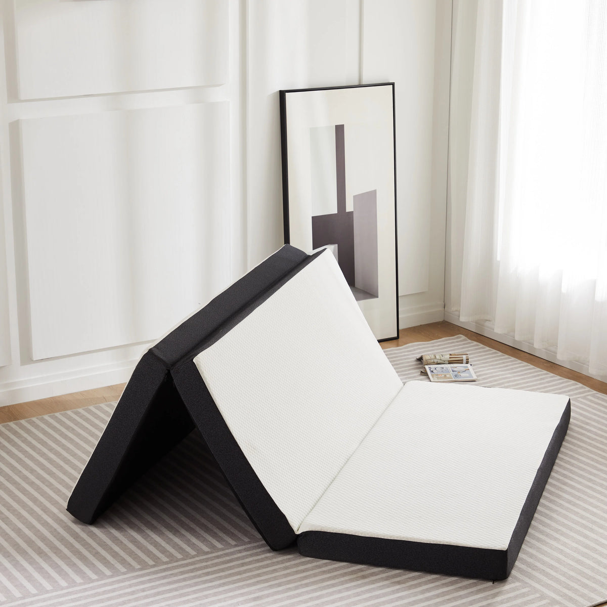 JHK CertiPUR-US Three Fold Memory Foam Floor Bed for Travel