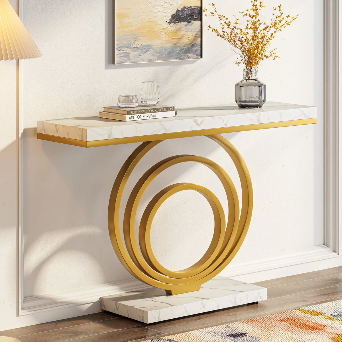 Tribesigns Modern Entryway Console Table With Decorative Ring Design