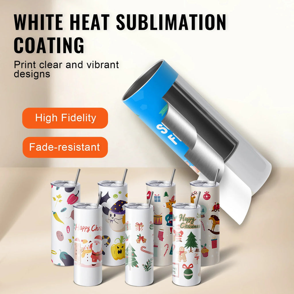 SucceBuy Stainless Steel Sublimation Tumblers With Clear Lids