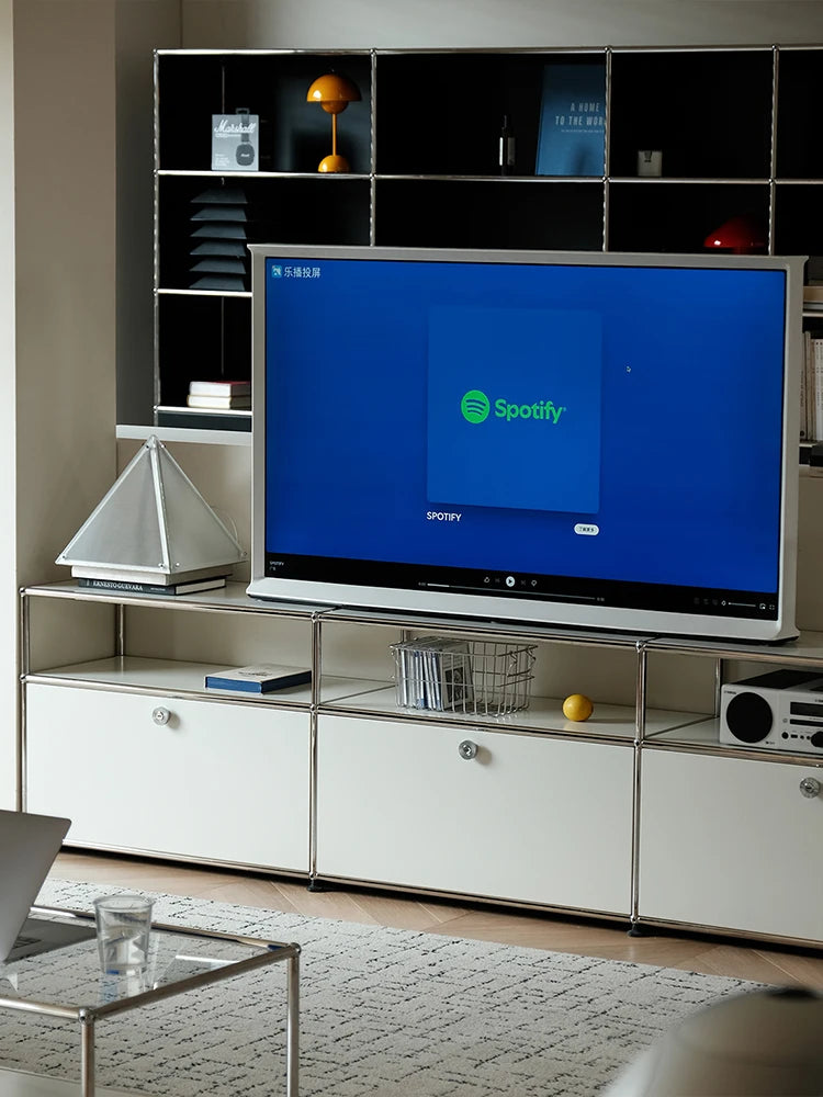 Bigcityfur Modern Metal Corner TV Stand Storage Cabinet
