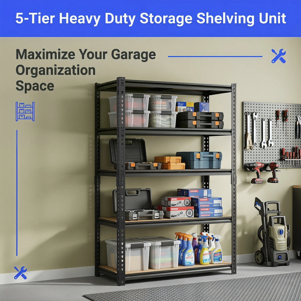 SARENZOON Adjustable Metal Storage Shelving Unit for Garage and Warehouse