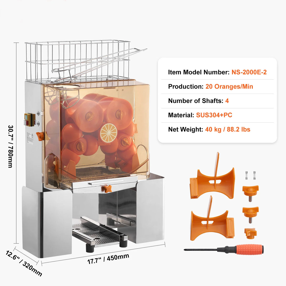 VEVOR Commercial Automatic Orange Juicer Machine With Pulp Ejection