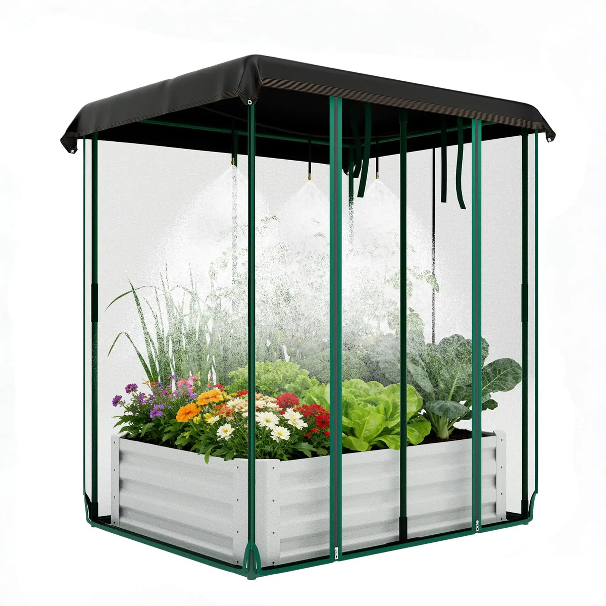 HiMISS 3 In 1 Galvanized Metal Raised Garden Bed Kit
