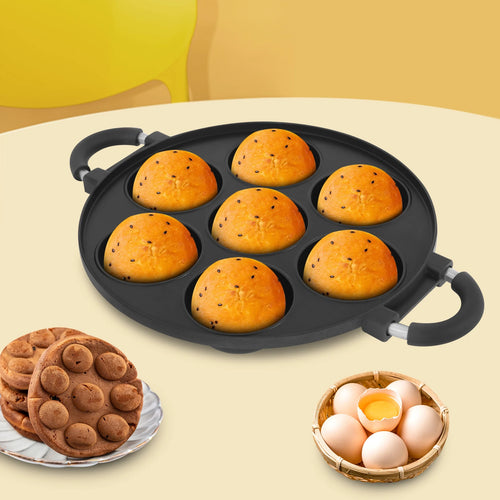 Bymaocar Nonstick 7 Hole Cake Mold Pan for Takoyaki Omelets