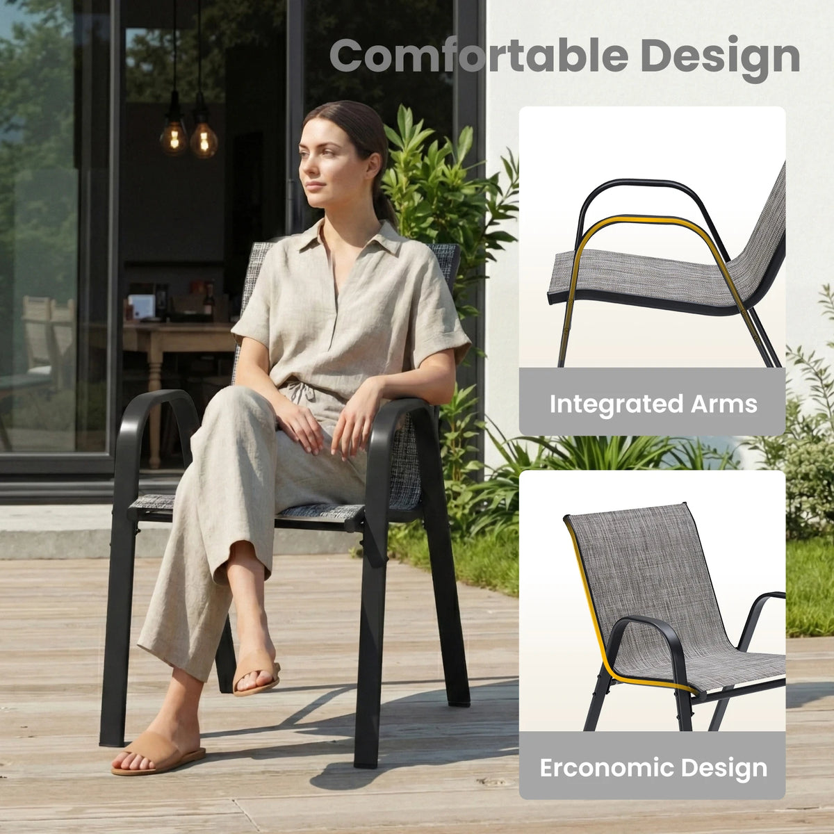 Farini Outdoor Dining Set With Round Table And Six Chairs