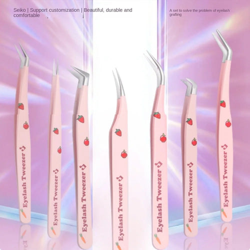 6 Types False Eyelash Tweezers Stainless Steel Anti-static Pincet Curved Strip 3D Lashes Extension Tweezer Makeup Tools