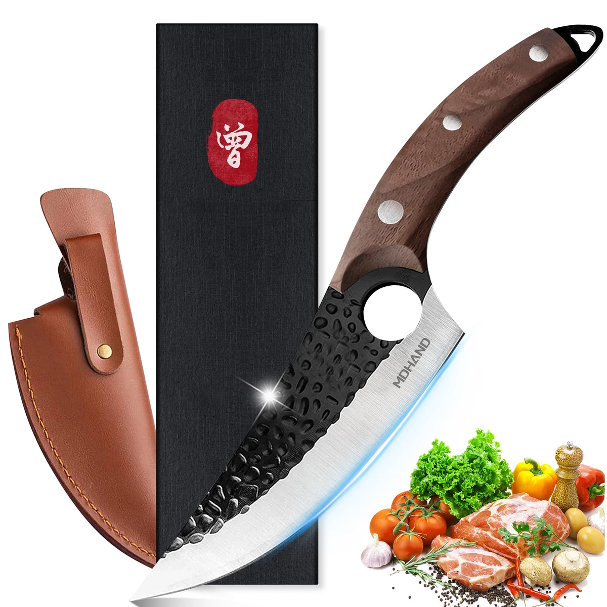 ZENG Hand Forged Stainless Steel Boning Knife for Meat Preparation