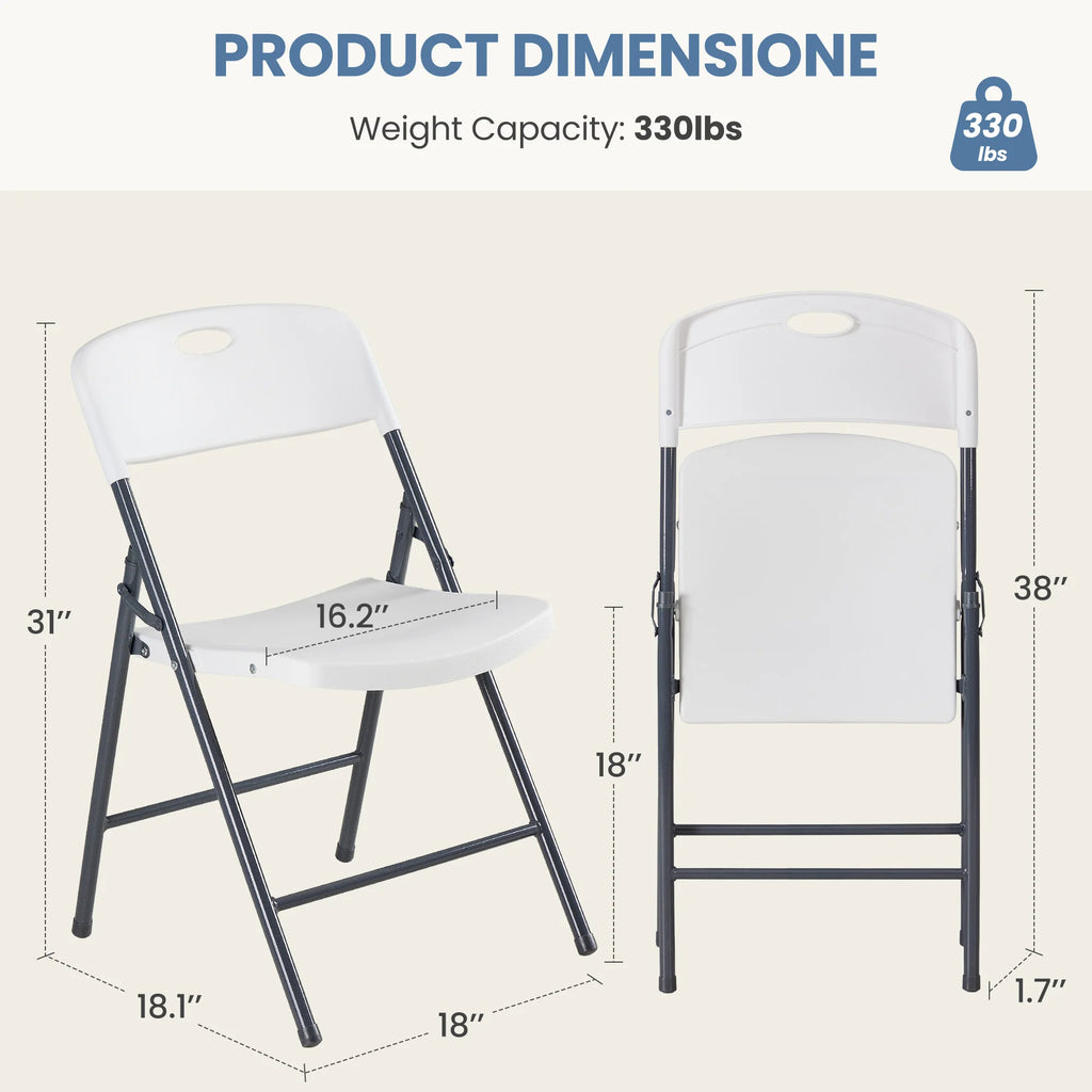 JHK Heavy Duty Stackable Folding Chairs With Ergonomic Back Support