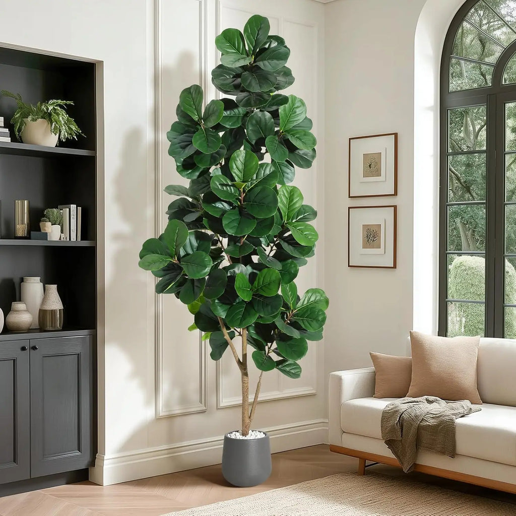 HiMISS Artificial Fiddle Leaf Fig Tree in Decorative Planter
