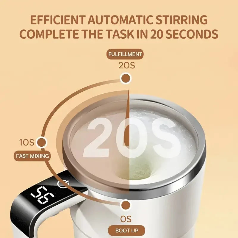 Panceca LED Display Magnetic Self Stirring Rechargeable Coffee Cup