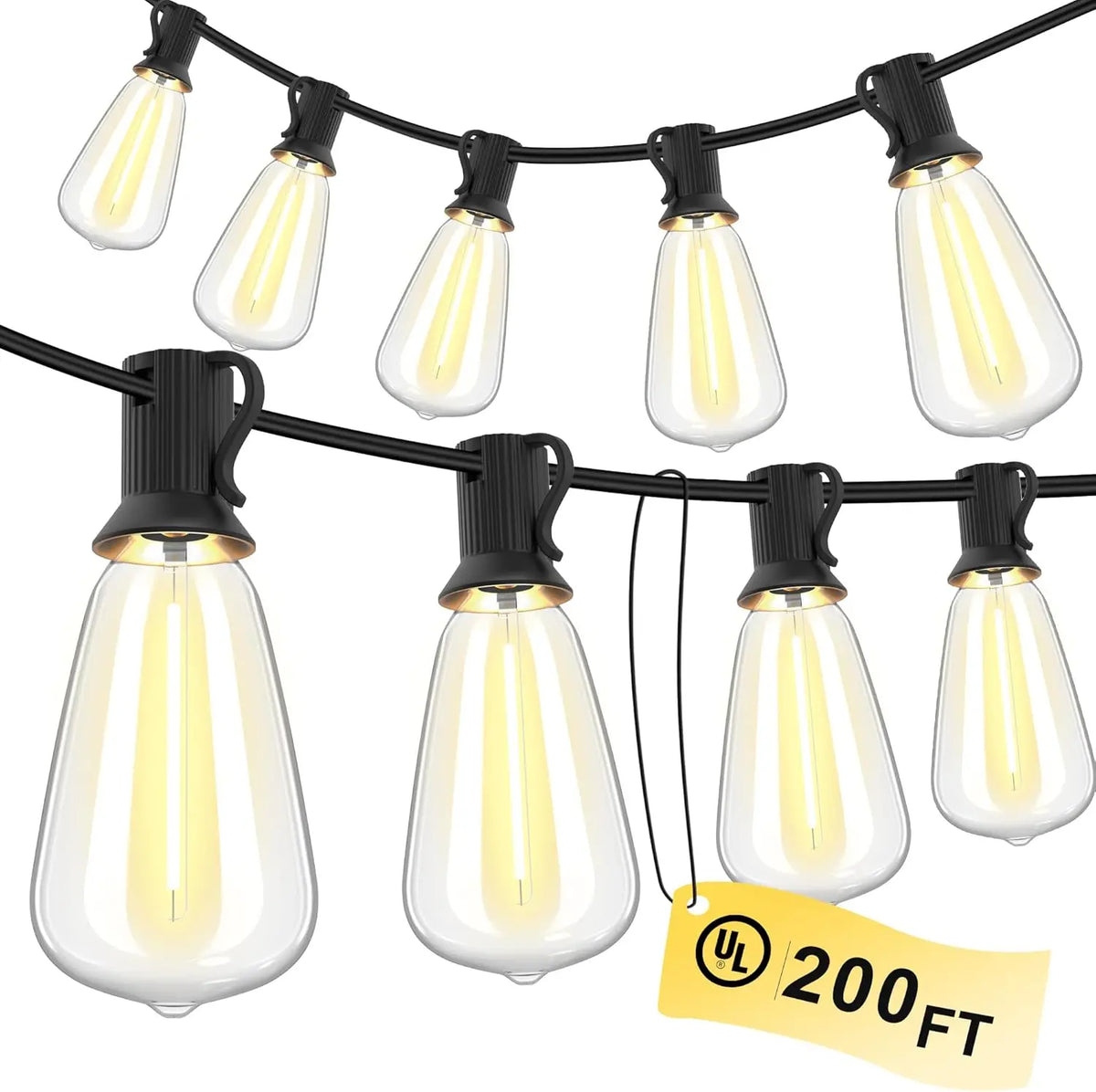 MIMIRGB Waterproof Dimmable Outdoor String Lights With Shatterproof Bulbs