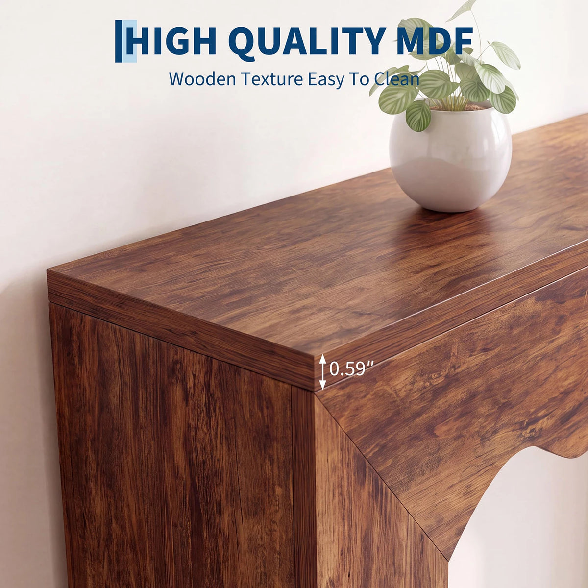HiMISS Farmhouse Console Table With Wave Edge And Double Base