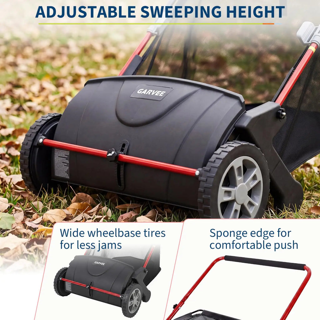 HiMISS Manual Push Lawn Sweeper for Leaves and Grass Collection