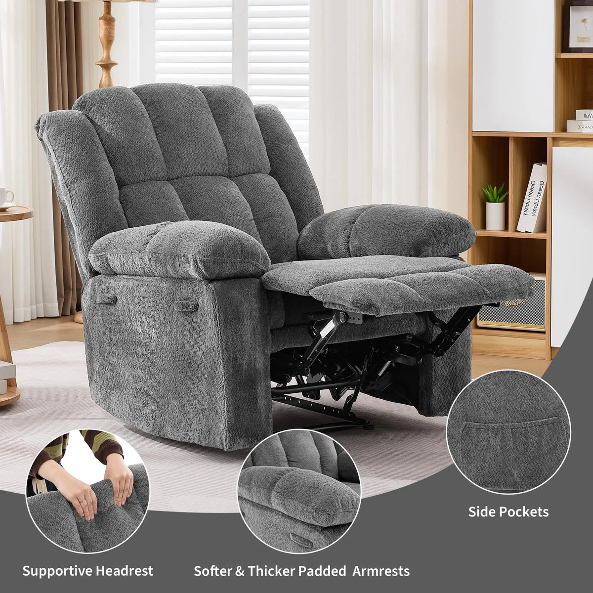 Studyset Manual Recliner Chair for Comfortable Living Room Reading