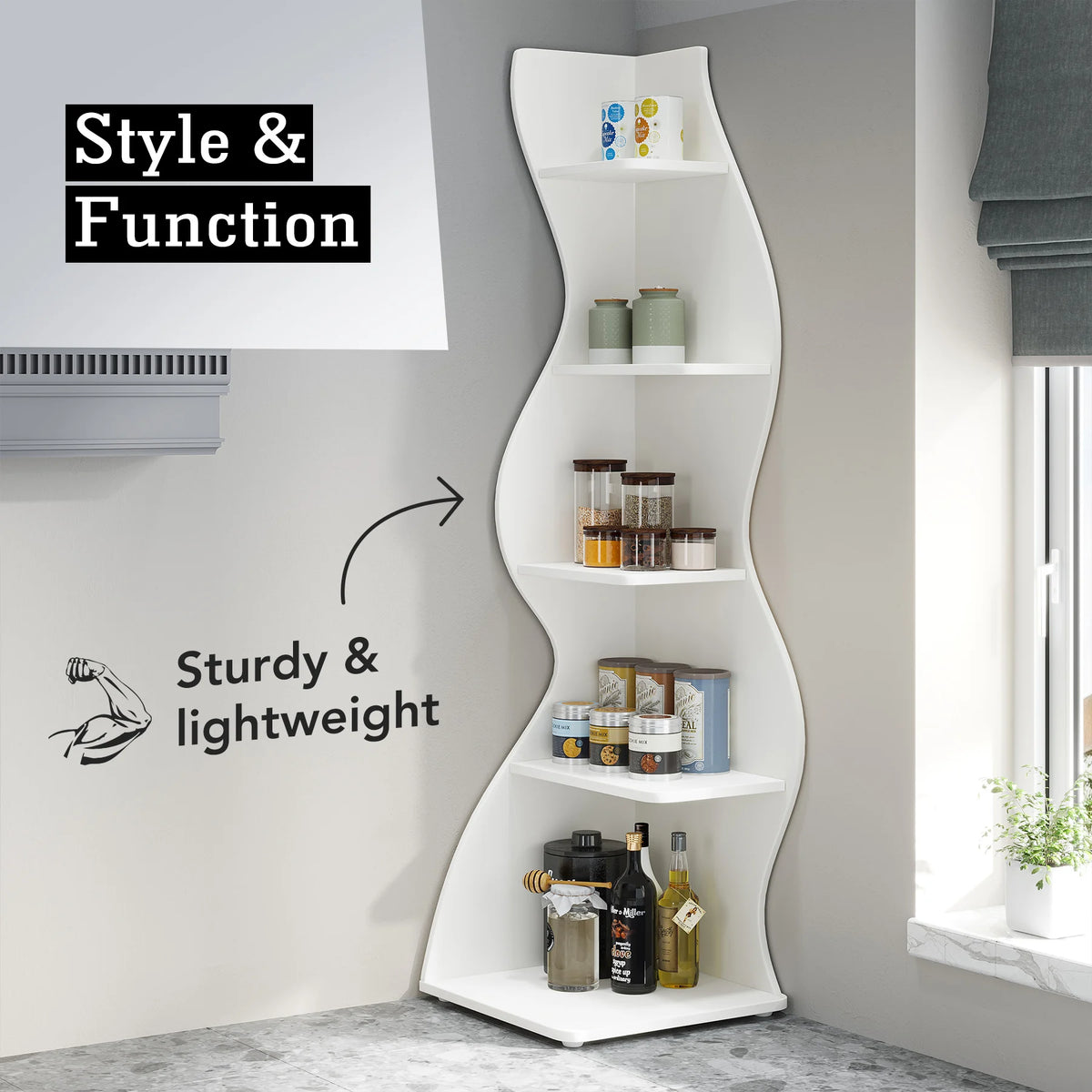 Tribesigns Five Tier Modern Corner Bookshelf And Plant Stand
