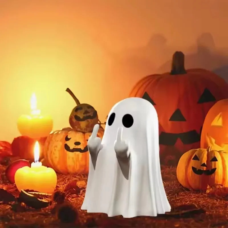 Spooky Ghost Middle Finger Statue Halloween Shelf Decor DISPLAY?