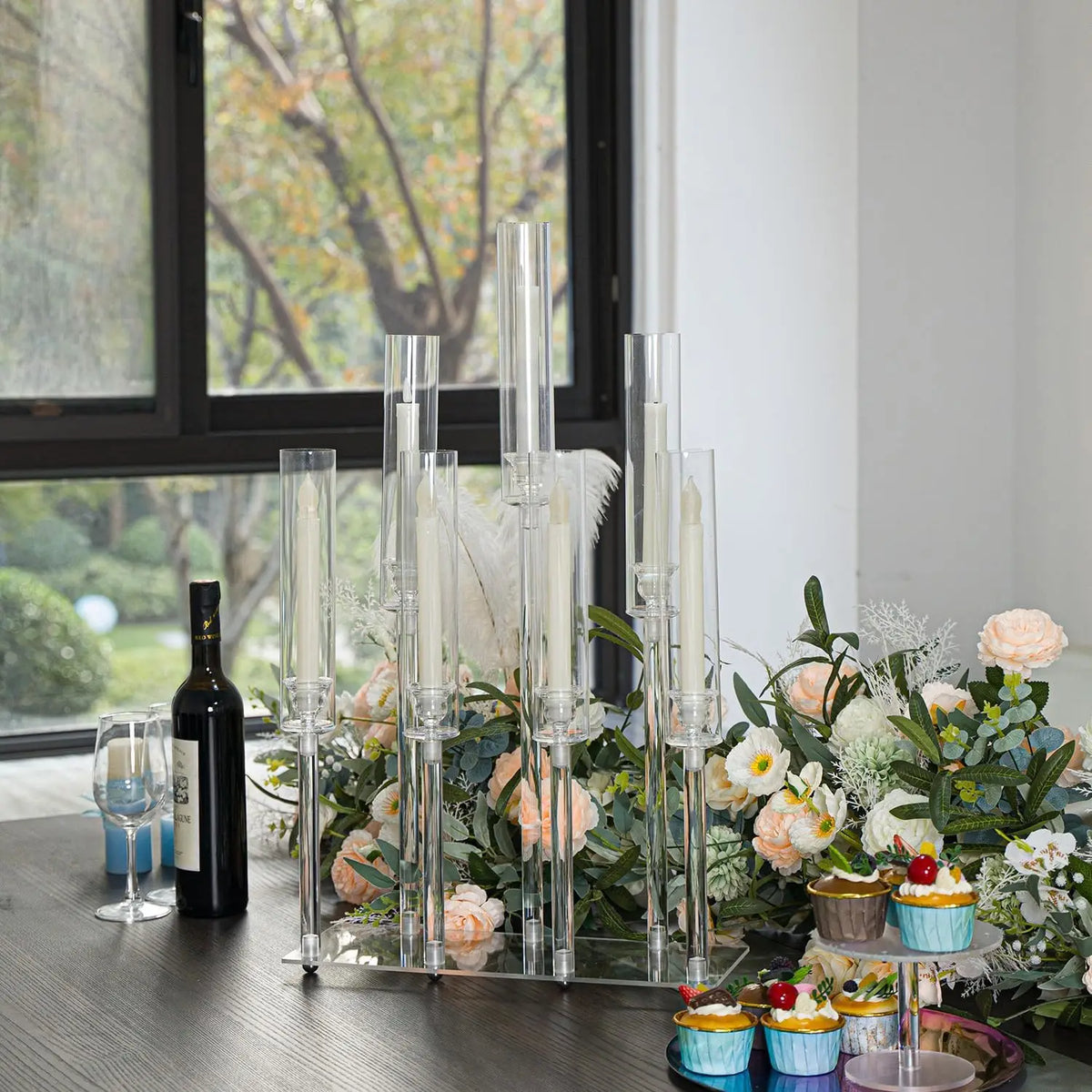 VINCIGANT Acrylic Seven Arm Candelabra For Weddings And Home Decor