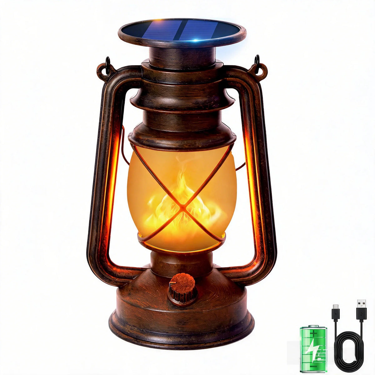 KPSTEK Solar Flickering Flame Lanterns for Outdoor Patio and Garden