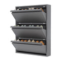 HiMISS Slim Metal Shoe Cabinet With Three Flip Drawers