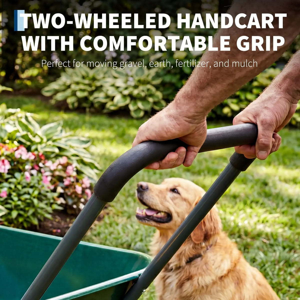 HiMISS Dual Wheel Garden Utility Cart With Dump Bed