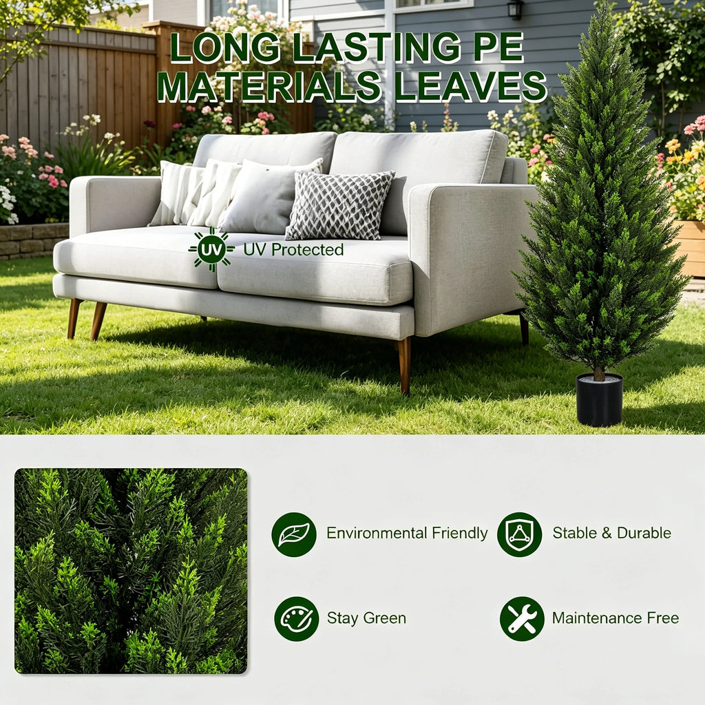 Olitree Artificial Cedar Topiary Tree Faux Evergreen Plant Decoration