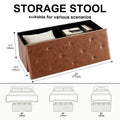SARENZOON Tufted Faux Leather Folding Storage Ottoman Bench