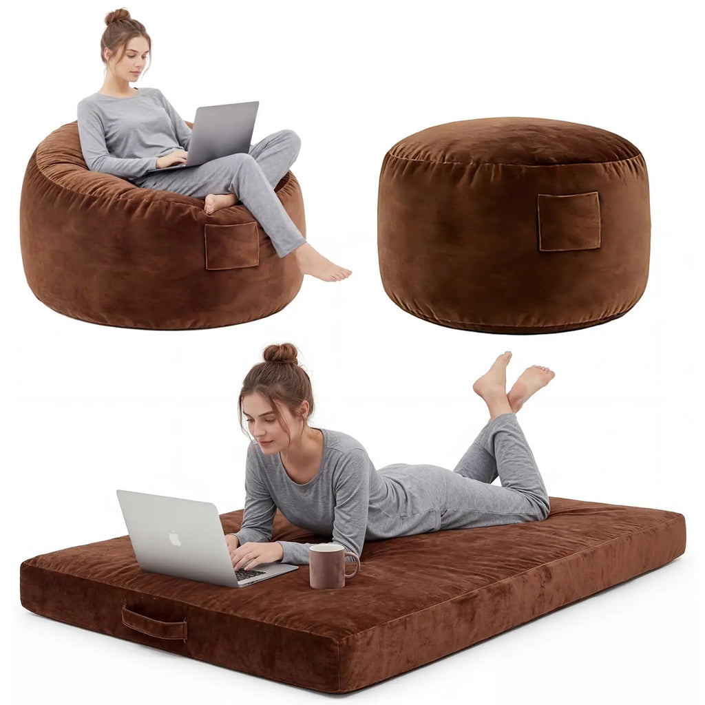 HiMISS Convertible Memory Foam Bean Bag Chair And Bed