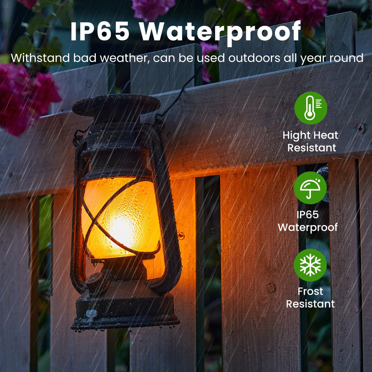 KPSTEK Solar Flickering Flame Lanterns for Outdoor Patio and Garden
