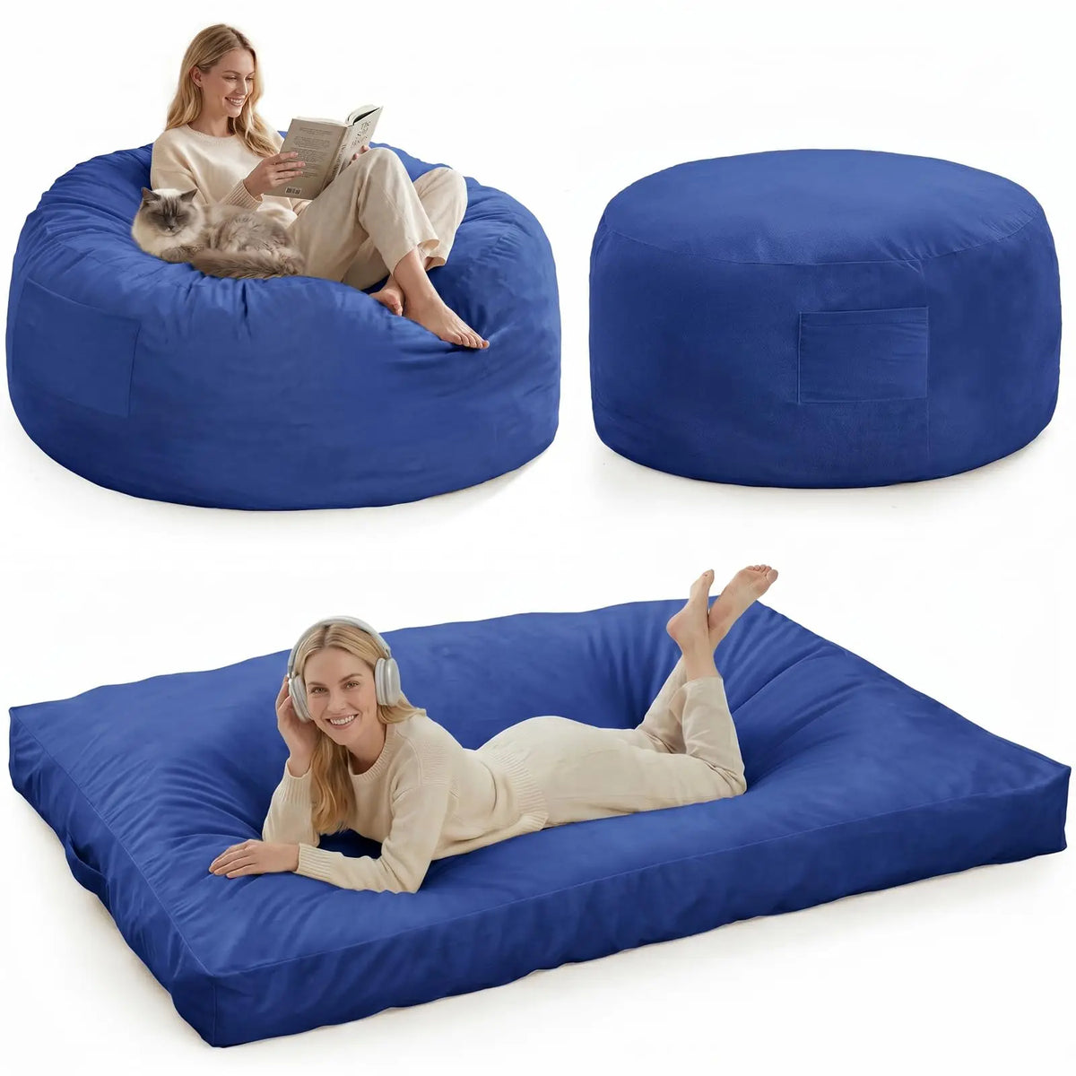 HiMISS Convertible Memory Foam Bean Bag Chair And Bed