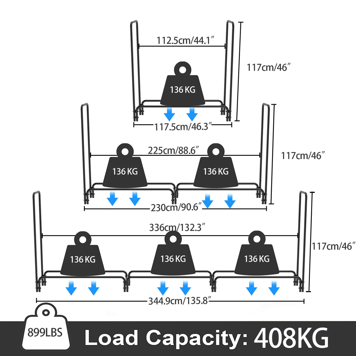 Heavy Duty Metal Outdoor Firewood Log Storage Rack
