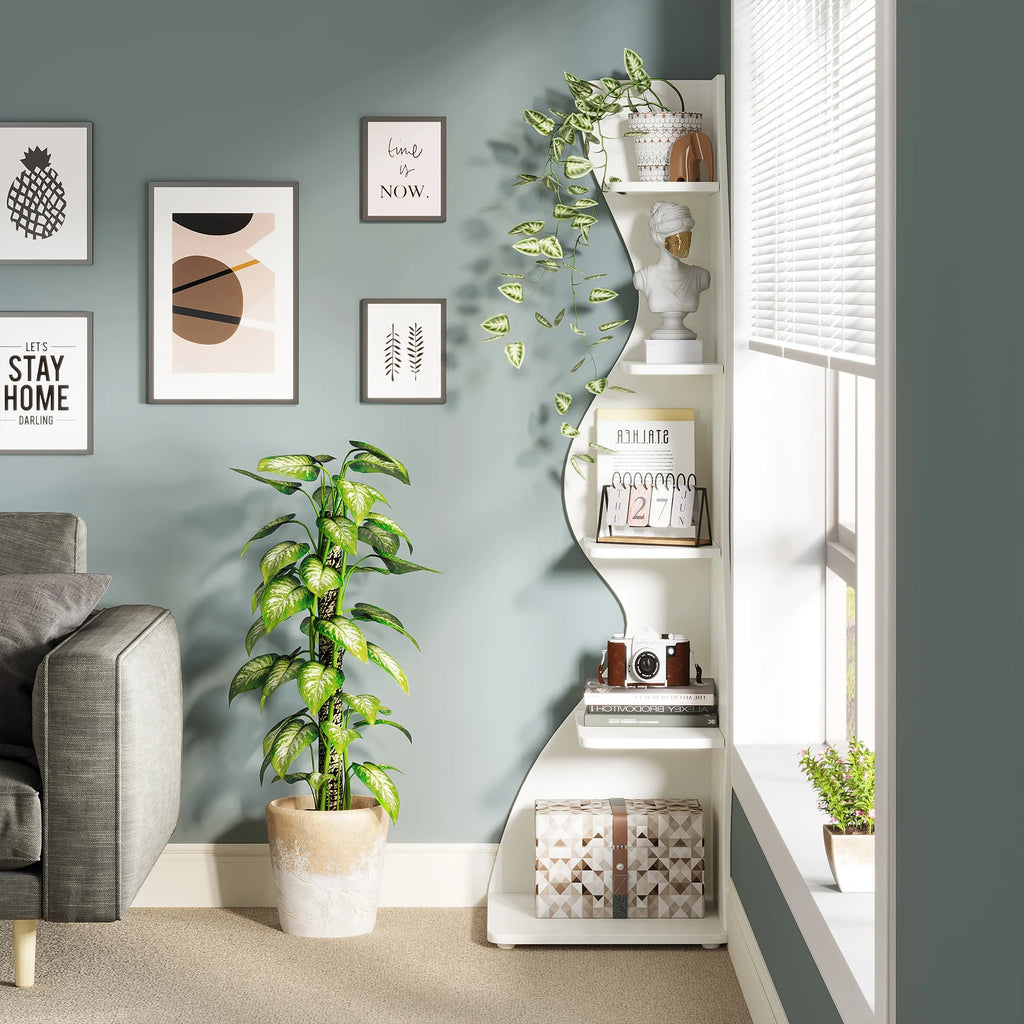 Tribesigns Five Tier Modern Corner Bookshelf And Plant Stand